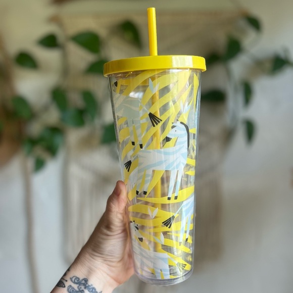 Starbucks 24 oz Yellow Zebra Cold Cup Tumbler Rare Venti Acrylic Straw Cup HTF - Picture 2 of 8
